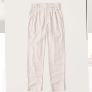 Gingham linen blend pleated pants